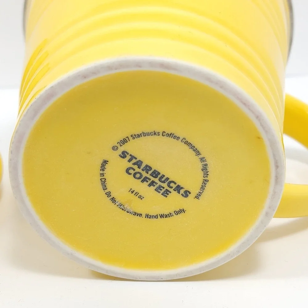 STARBUCKS 2007‎ 14 OZ Set  2-Green 2-Yellow Sand Pail Bucket Coffee Coffee Cup